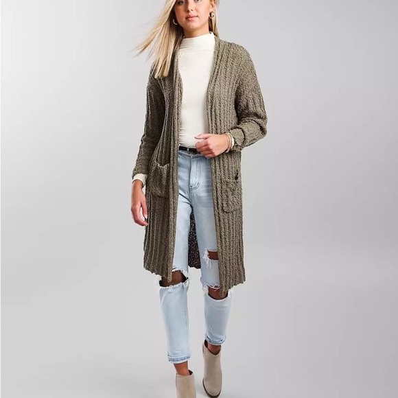 BKE Ribbed Popcorn Cardigan Sweater - Picture 1 of 5